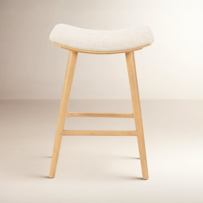 Union Wallis Belfast Solid Wood Stool, Bar Stool (30" Seat Height), Rayon/Viscose - Essence Natural/Light Parawood