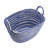 Benny Oval Baskets Set Of 2, Striped Pattern, Blue-White Cotton 20 18 Inch