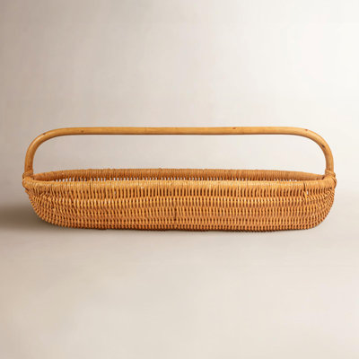 Hand-Woven Rattan Basket with Handle