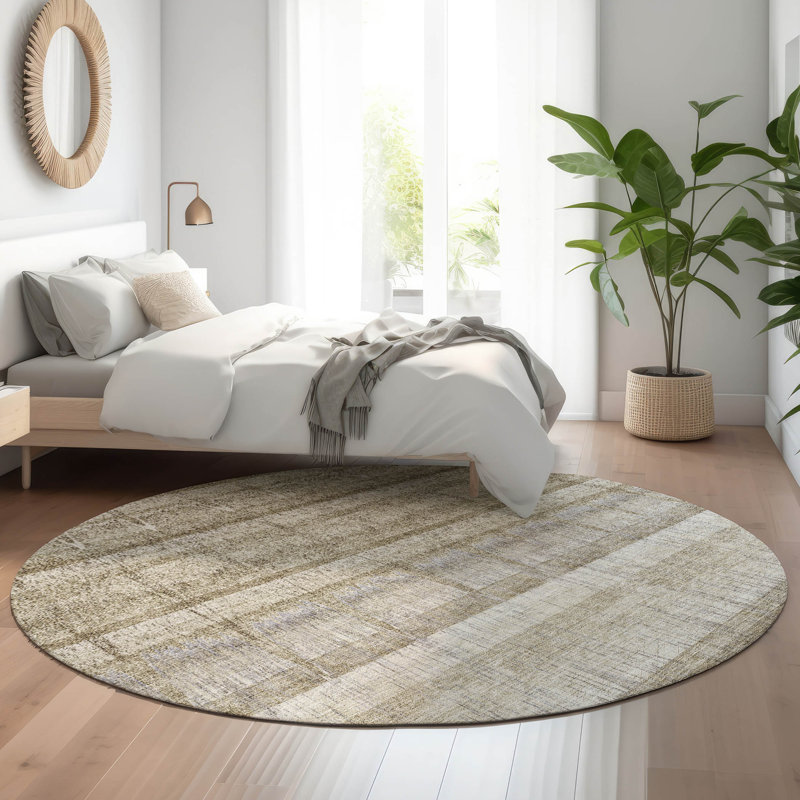 Premium Machine Washable Cerrito Taupe Rug, Round 8'