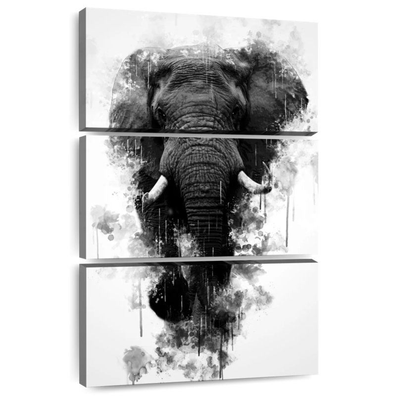 Brampt Mighty Elephant noir et blanc, H 57 po x l 36 po