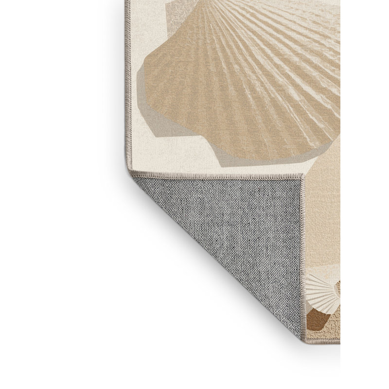 Tapis géométrique beige lavable à la machine Gregorey, 7 x 10