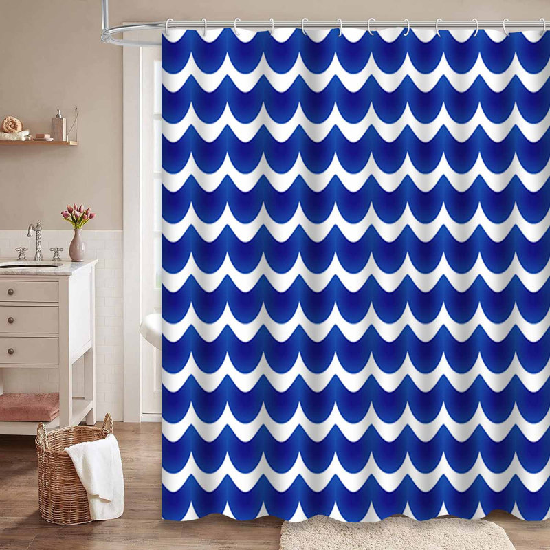 Rideau de douche bleu imperméable, rideaux de douche pour la salle de bain avec 12 crochets, 72" L x 72" W
