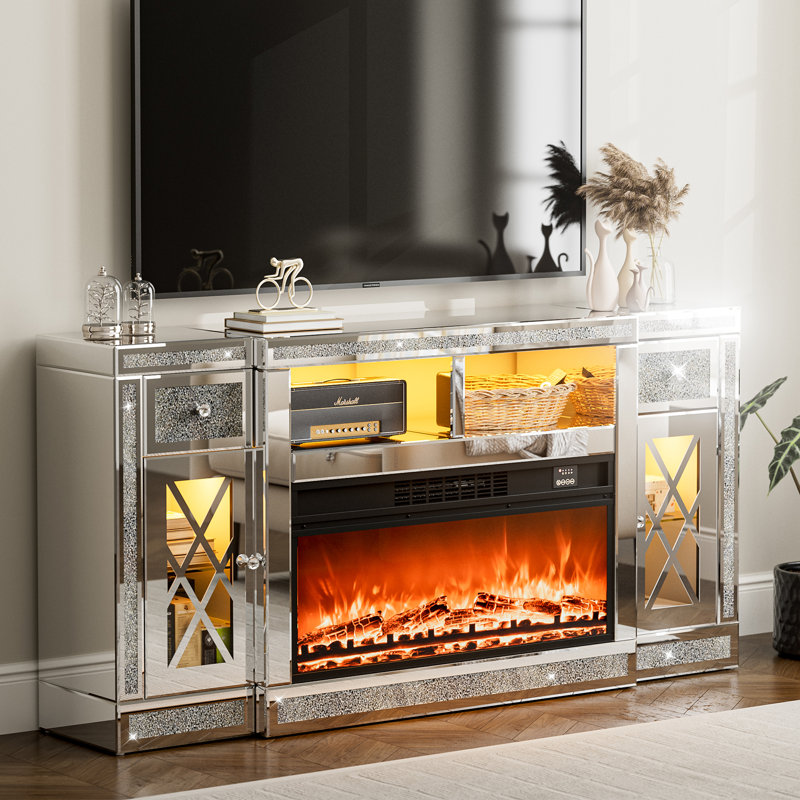 Mirrored Electric Fireplace Tv Stand