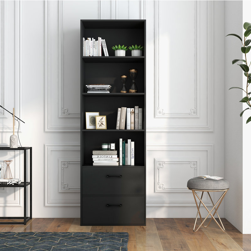 Bibliothèque de rangement H 74 po x l 23,5 po, Noir