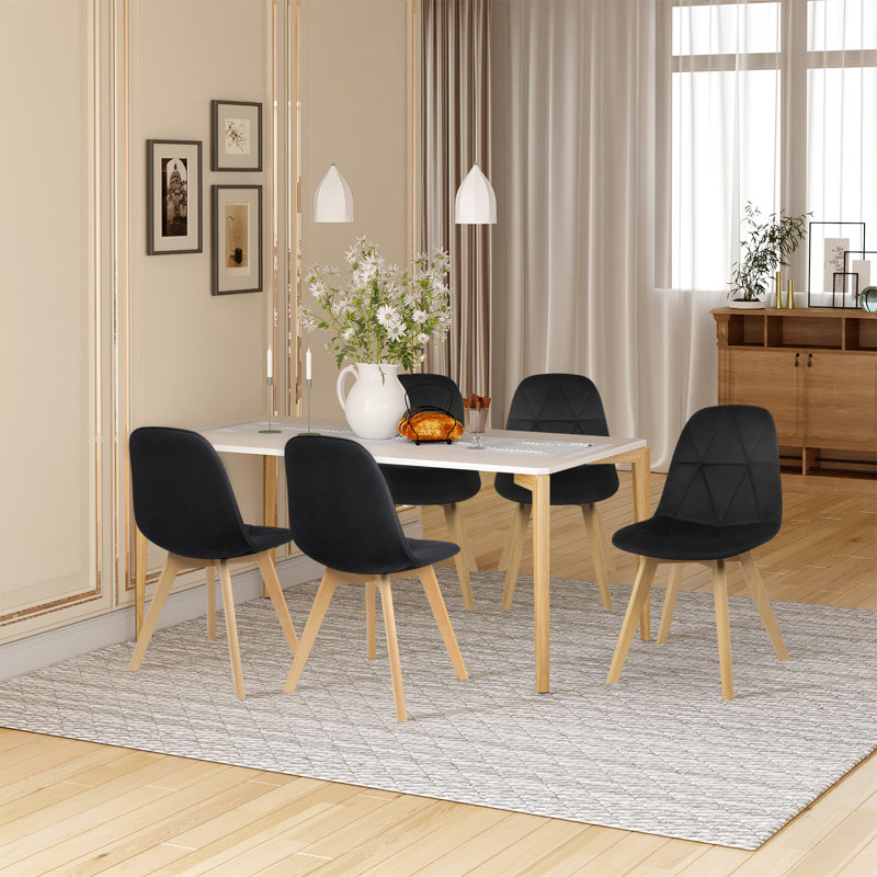 Alishbah 46cm H Velvet Upholstered Side Chair, Black