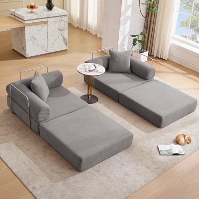 Canapé-lit modulaire pour appartement, canapé-lit convertible, structure fixe et accoudoirs amovibles, canapé-lit pliant pour petits espaces, sans assemblage, velours côtelé, gris foncé