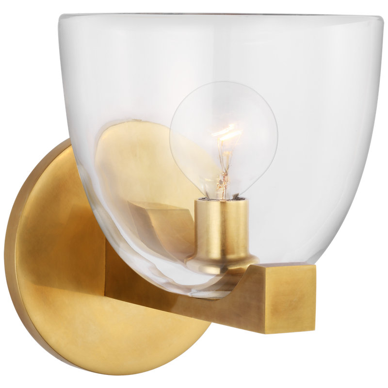 Carola 1 - Light Armed Sconce, Hand-Rubbed Antique Brass, Clear