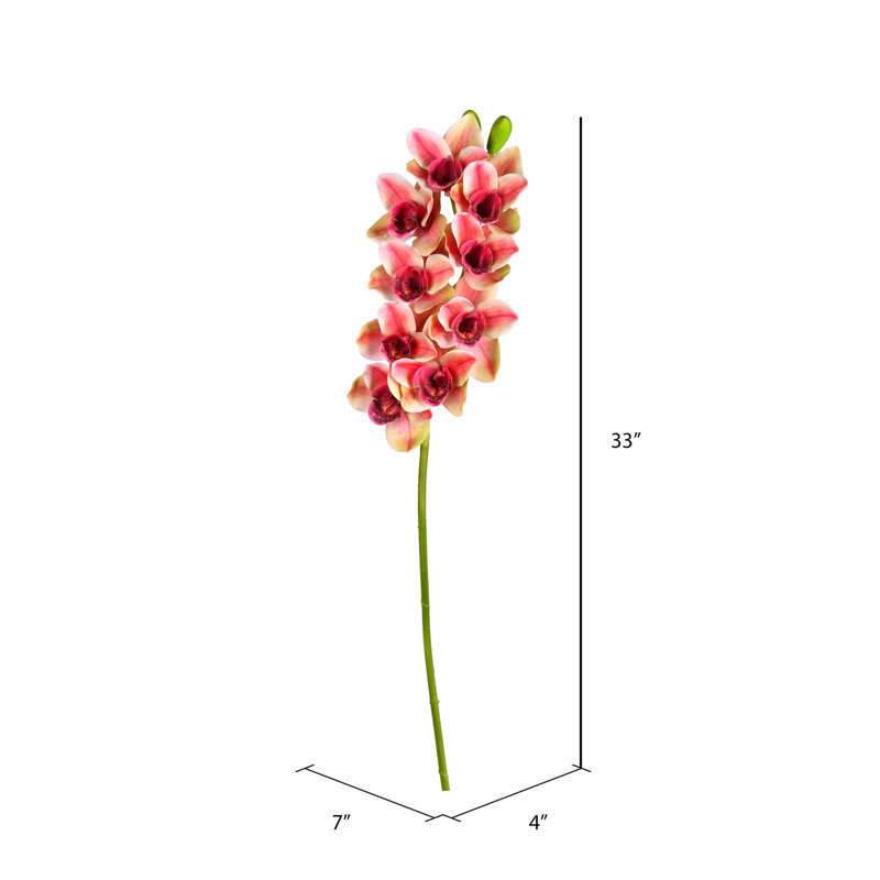 Tige de cymbidium artificielle 33 po, véritable toucher, Mauve