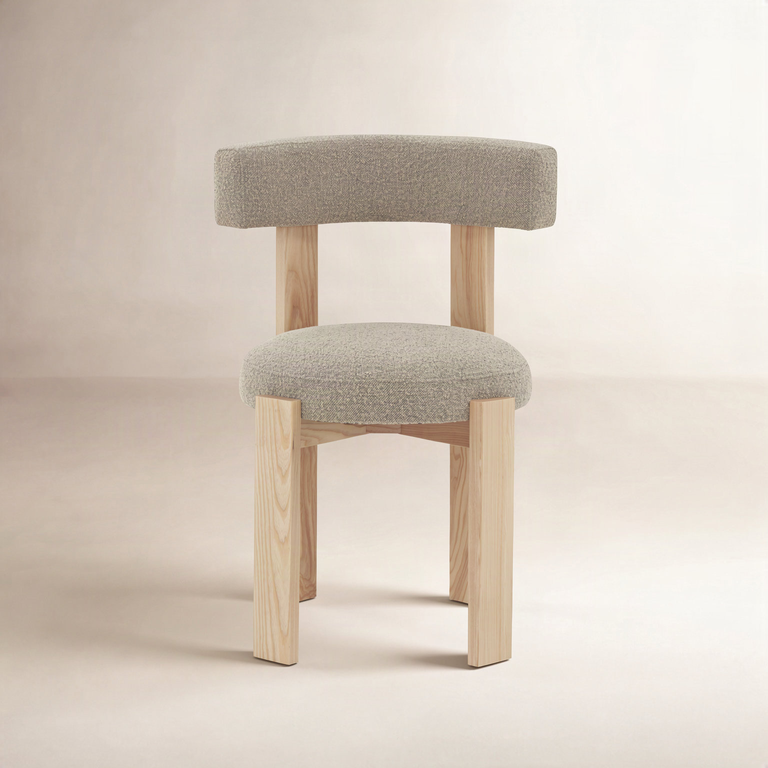 Eugenia Pine Dining Armchair, Brown Boucle