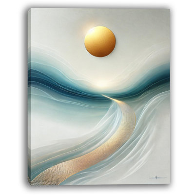 Golden Horizon Path - Art mural abstrait sur toile