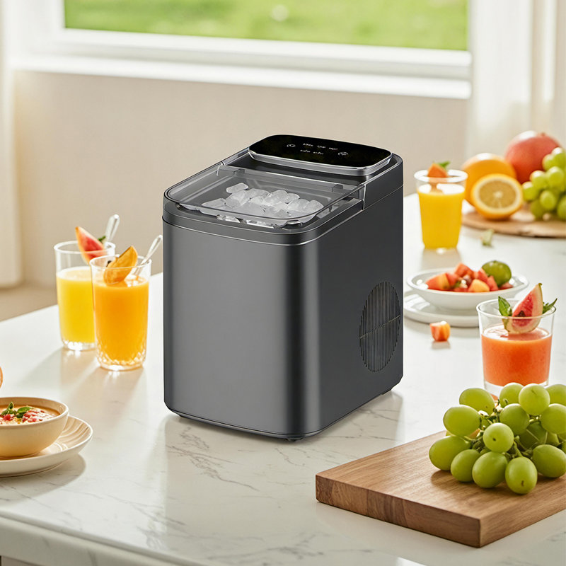 Comptoir de machine à glaçons, 26 lb / 24 h, 9 cubes de glace prêts en 6 minutes, machine à glaçons portative à nettoyage automatique