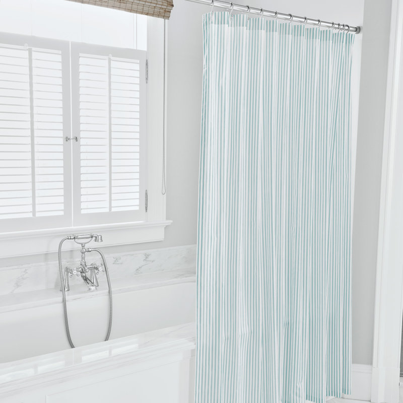 Blass Ticking Striped Shower Curtain, Sea Blue