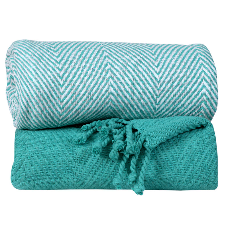 Jeté luxueux 100% coton, Turquoise