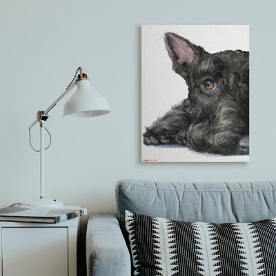 " Sleepy Scottish Terrier Portrait Adorable Pet Dog " by George Dyachenko Painting Print