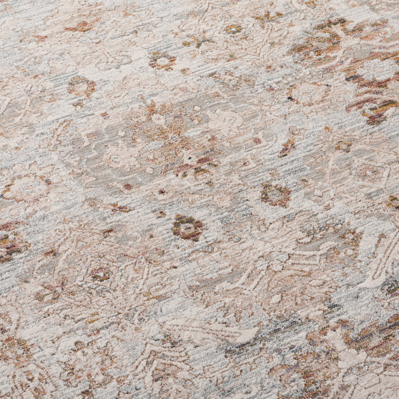 Oriental Area Rug in Taupe/Gray Blue, Rectangle 5' x 8'