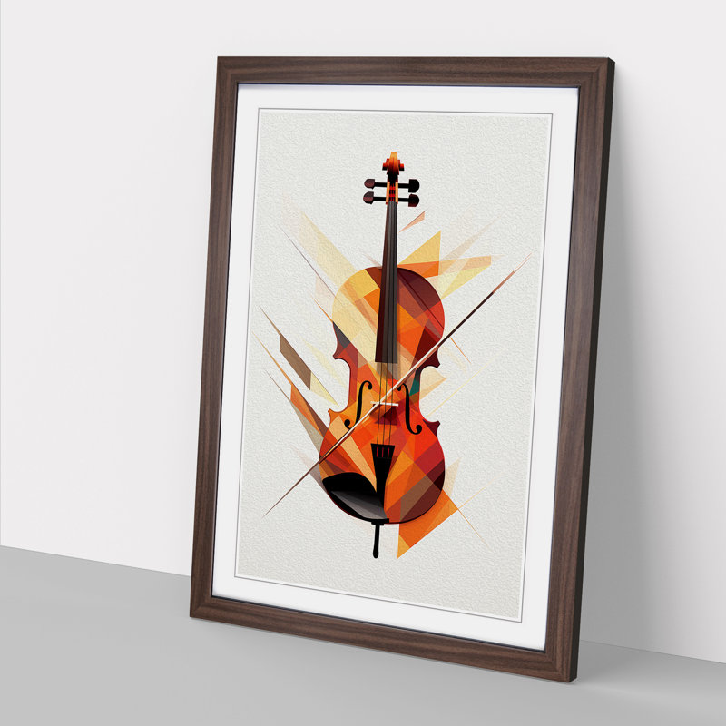 Violin Geometric - Framed Print, 34cm H x 25cm W x 2cm D, Walnut