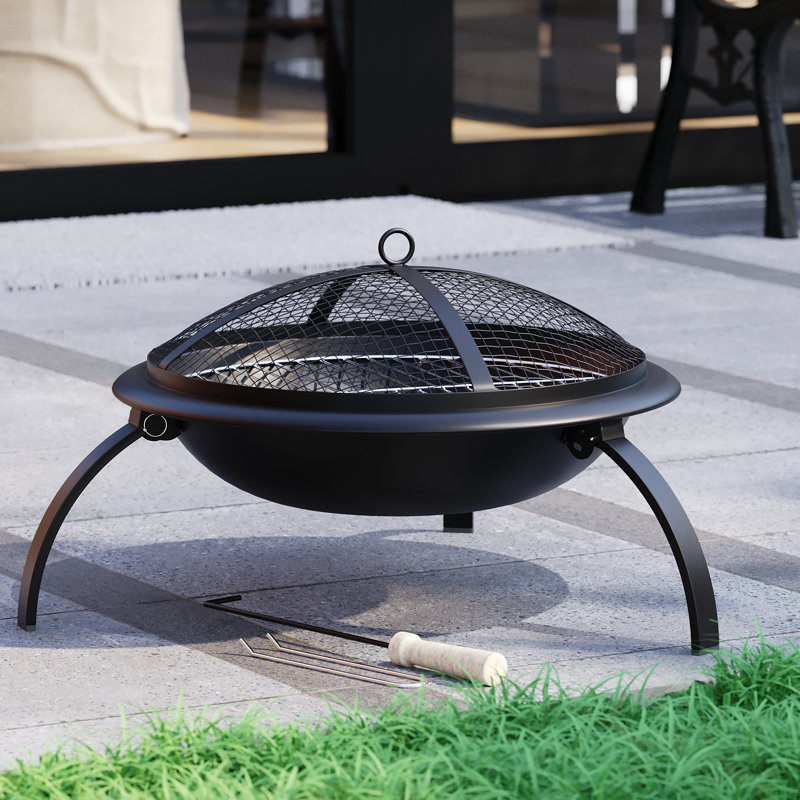 Abigaille Round Steel Smokeless Fire Pit, 37cm H x 54cm W x 51cm D