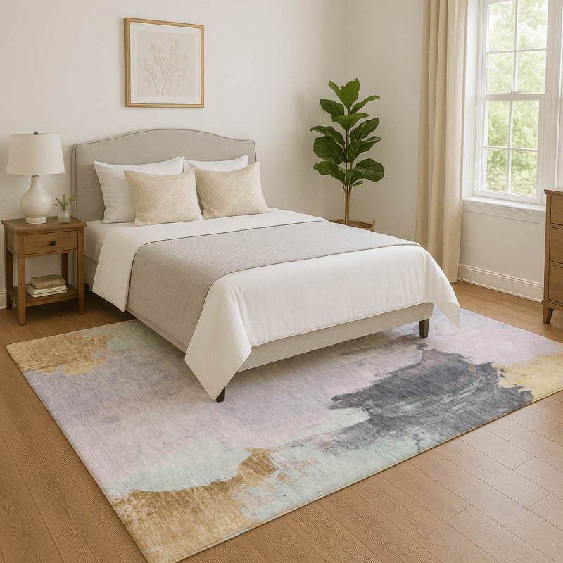 Premium Machine Washable Mouton Abstract Rug, Rectangle 8' x 10'