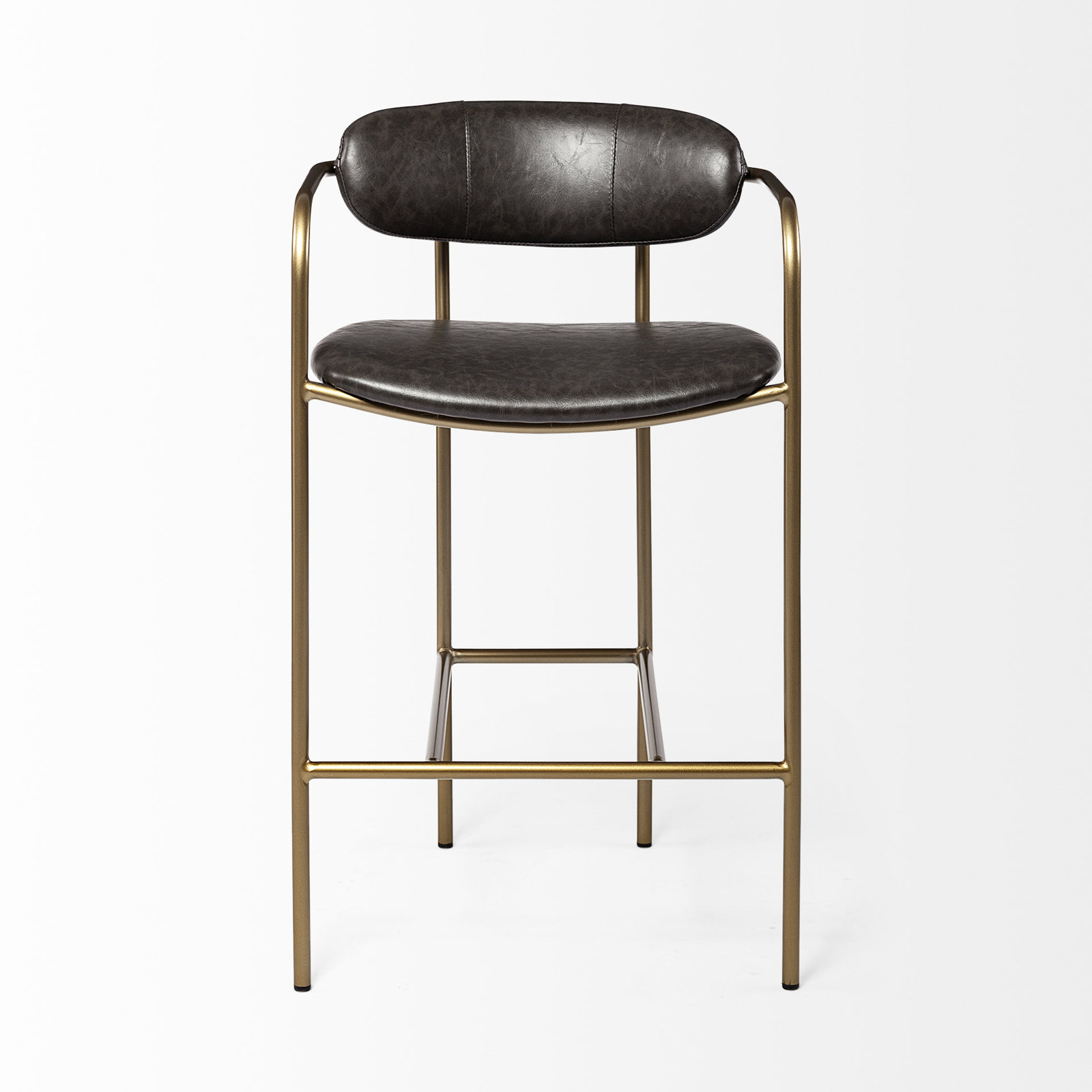Belarus Fabric Seat Stool, Counter Stool (26.5" Seat Height), Gold, Dark Brown