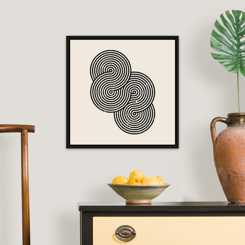 " RetroGeo - Swirls II ", 22" H x 22" W x 1.75" D, Black Framed