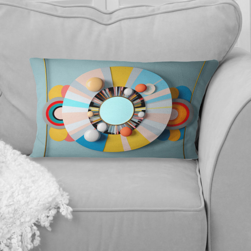 Coussin circulaire à motif géométrique abstrait II