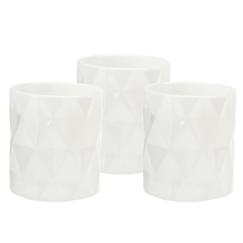 Glass Tabletop Votive Holder, 3" H x 3" W x 3" D, White