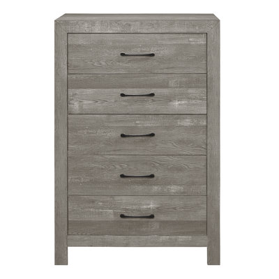 Rustic Design 1pc Chest with Storage Drawers Black Metal Hardware Bedroom Furniture