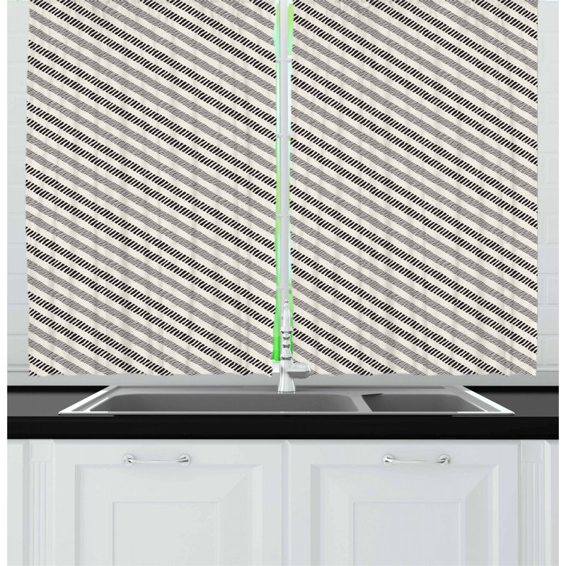 Striped Tailored Kitchen Curtain