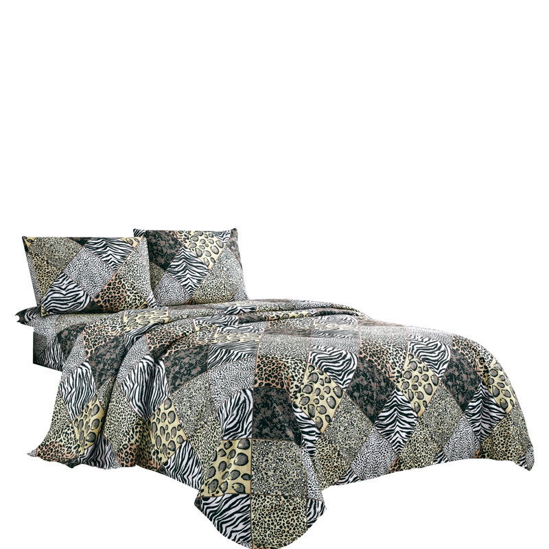 Polyester Box Stitch Animal Print Comforter, King Comforter + 2 Standard Shams