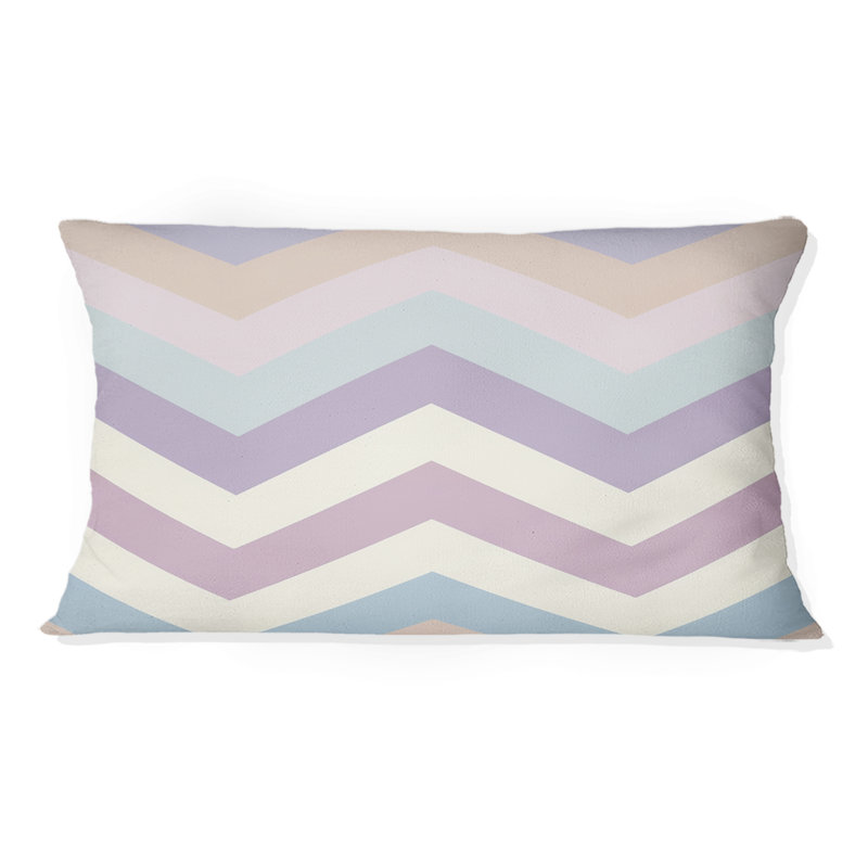 Coussin à chevrons mauve et beige, Forme rectangulaire, H 12 po x l 20 po