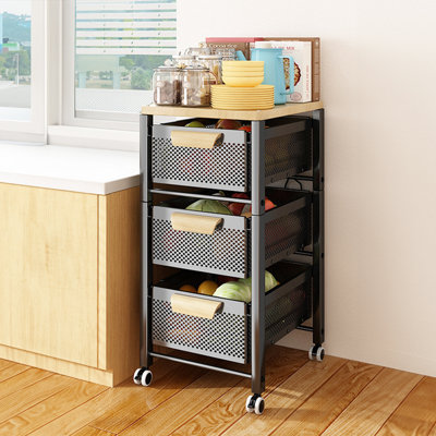 3 Drawer Storage Drawer with Locking Wheels