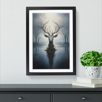 Stag Surrealism - Single Picture Frame Print on Wood