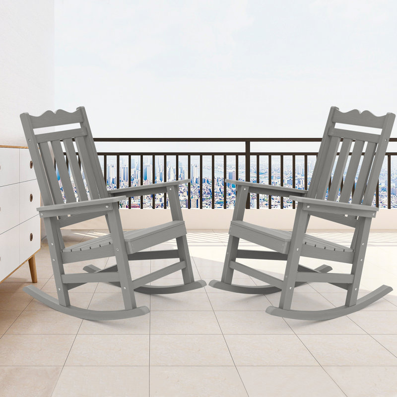 Chaise Adirondack berçante en plastique Anick, Gris clair