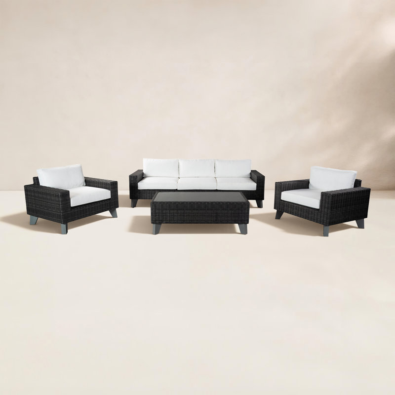 Margarita Outdoor Wicker Conversation Set, Black