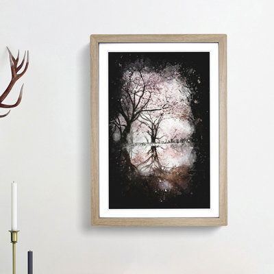 Reflection Of The Pink Blossom Trees - Single Picture Frame Painting on MDF