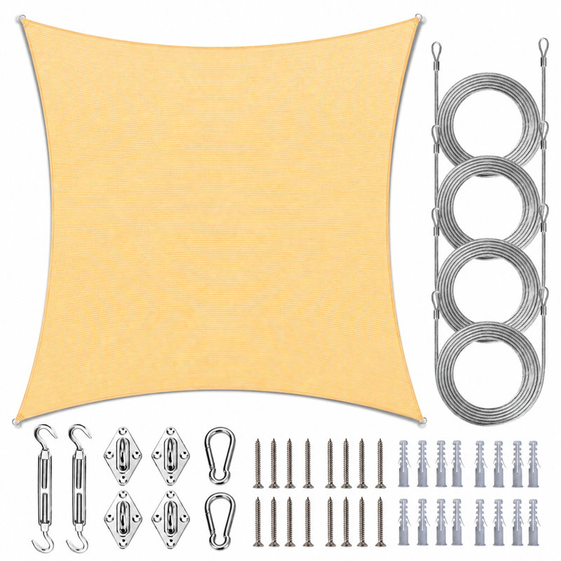 Voile d'ombrage Amgo, Beige, Bordure de jardin x 10 pi,