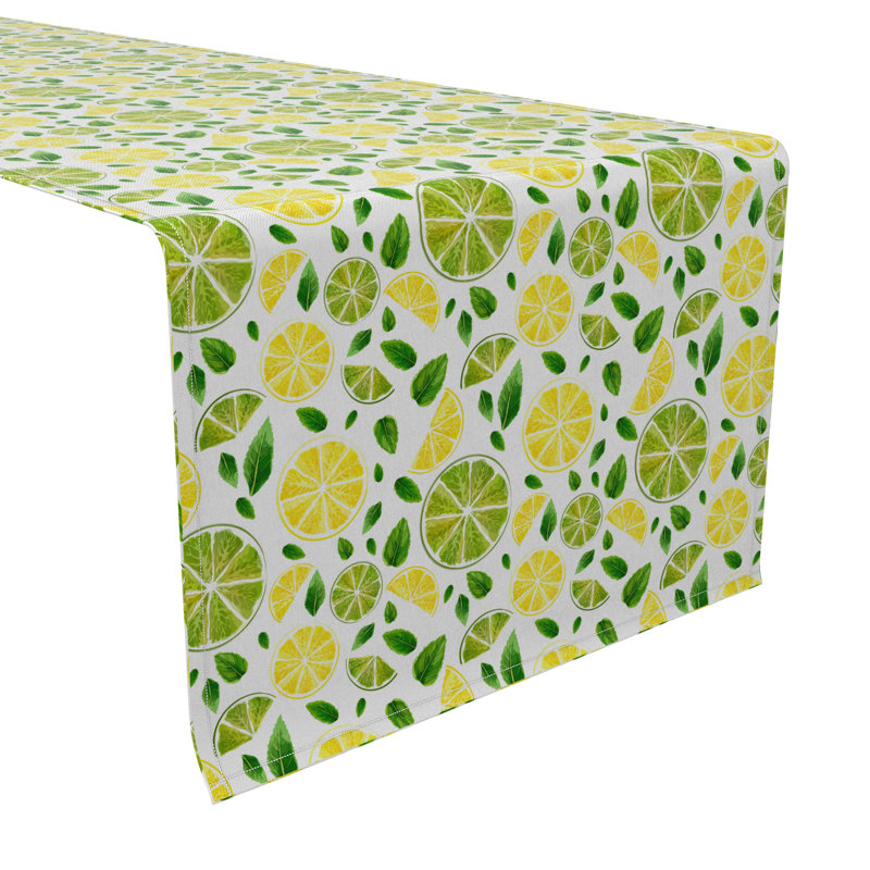 Rectangular Floral Cotton Twill Table Runner