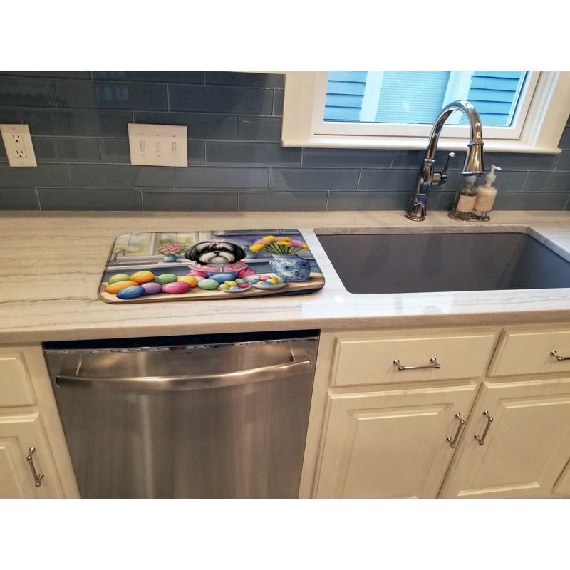 Decorating Easter Shih Tzu Dish Drying Mat