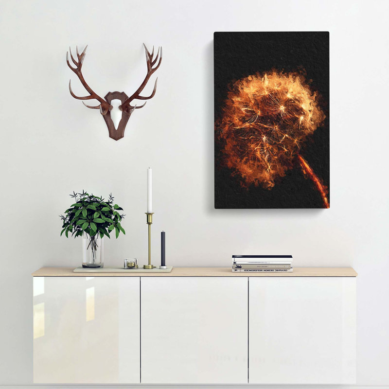 Dandelion Puff In Abstract by Fujishima Takeji - Wrapped Canvas Painting, 50cm H x 35cm W x 3cm D