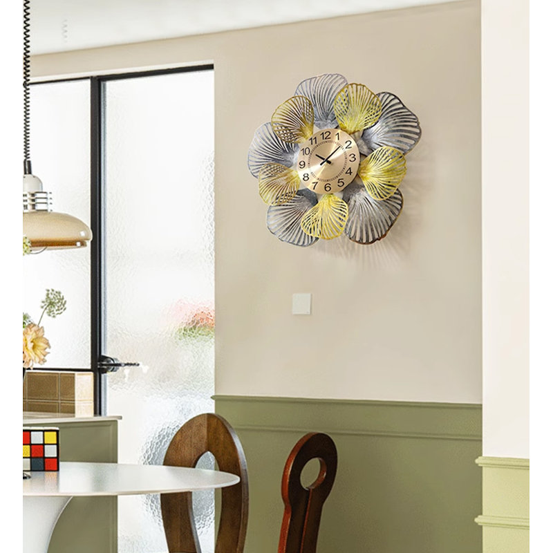 25.75" Golden Gray Metal Round Wall Clocks