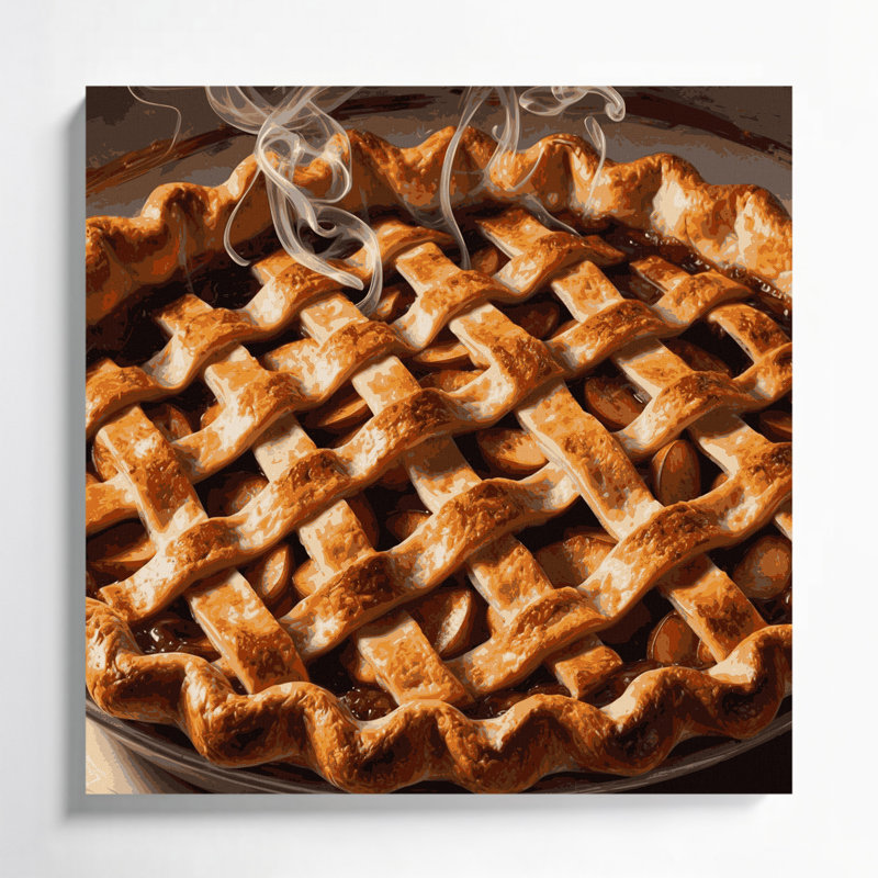 Dessert, tarte aux pommes, art mural sur toile brune, H 16 po x l 16 po
