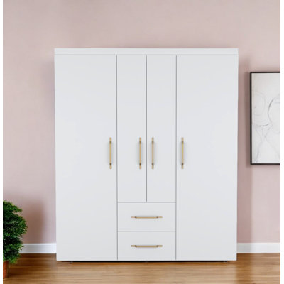 59" White Two Drawer Combo Dresser