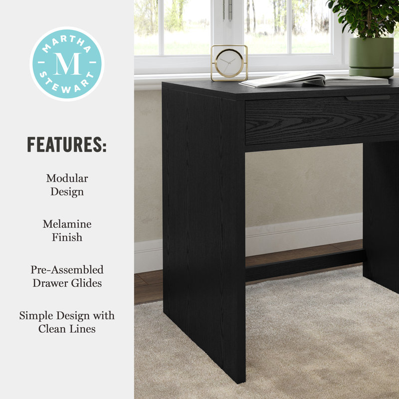 Bureau modulaire avec tiroir Martha Stewart Kayden, Noir, noir, noir, noir