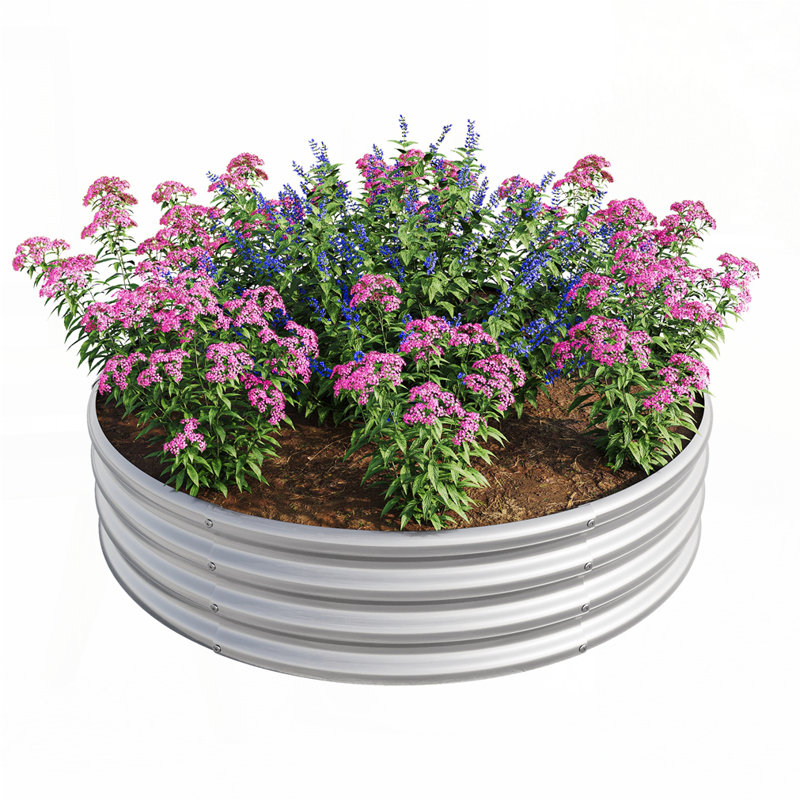 2PCS Round Raised Garedn Bed, Silver
