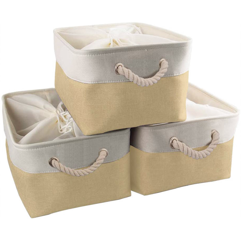 Naomi Decorative Basket, Khaki/White, 30 cm H x 50 cm W x 40 cm D