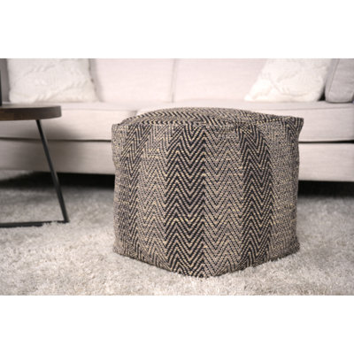 Pouf brun et beige fait à la main avec motif, objet de décoration intérieure, profondeur de 14,81 po, entièrement assemblé, rembourré, accessoire en fibre de coton d'une capacité de 250 livres, nettoyage des taches seulement, 250 lb