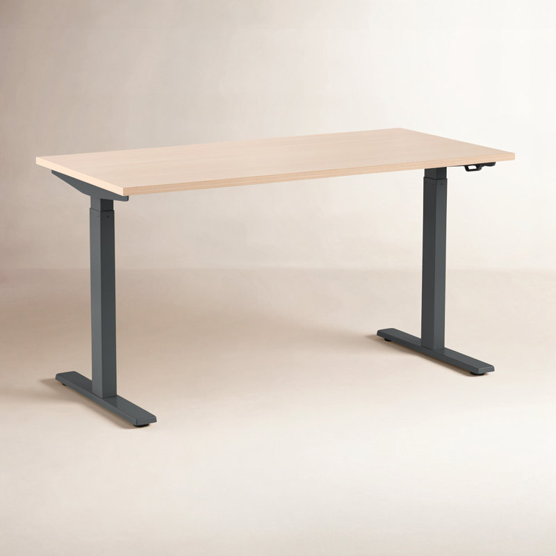 Series L 2S Adj Ht Sgl Desk, Natural Oak/Charcoal, 48" H x 47.25" W x 27" D