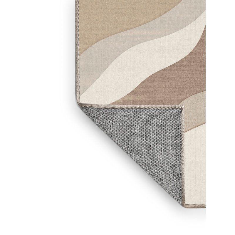 Tapis beige lavable à la machine de couleur unie minimaliste Pacchiana, 2 pi x 3 pi