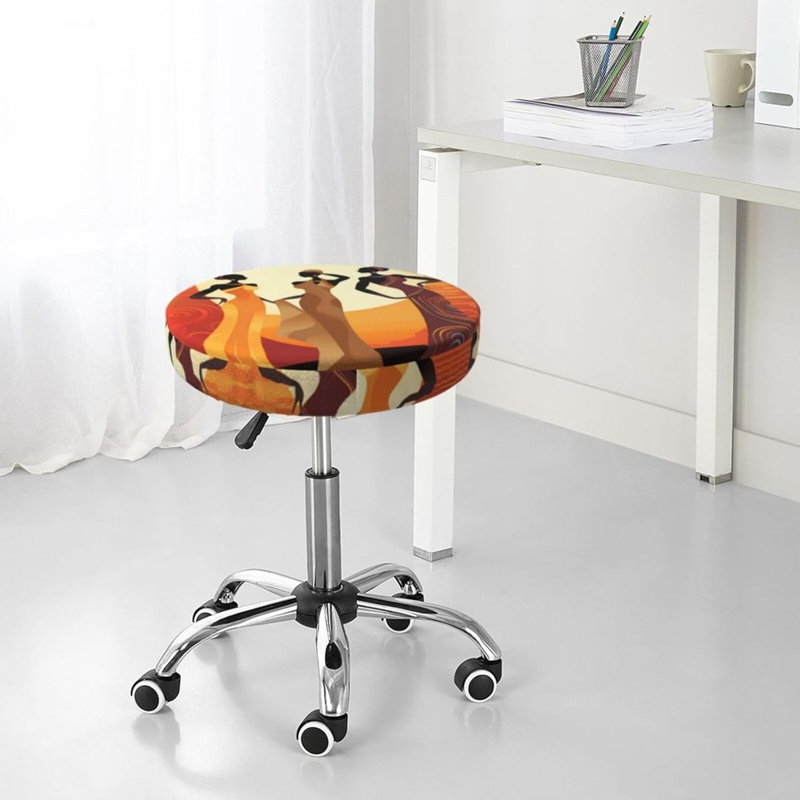 African Girls Bar Stool Covers Round, Soft Bar Stool Seat Cover Cushion 14 Inch